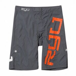 RYU Shorts Sz M Black Red Logo Spellout Athletic Training MMA Fight Gym Sports